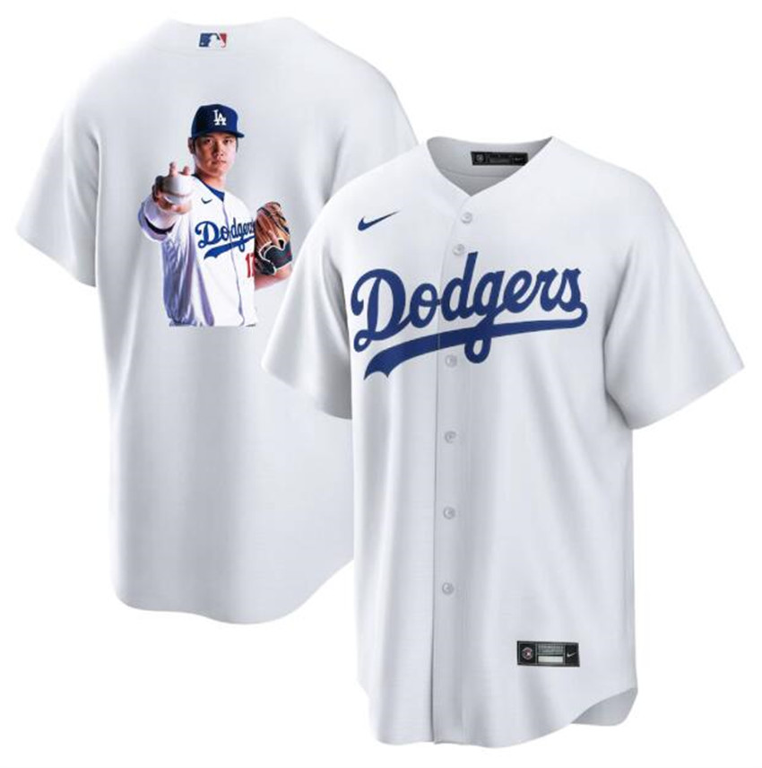 Men's White Los Angeles Dodgers #17 Shohei Ohtani Big Logo Cool Base Stitched Jersey